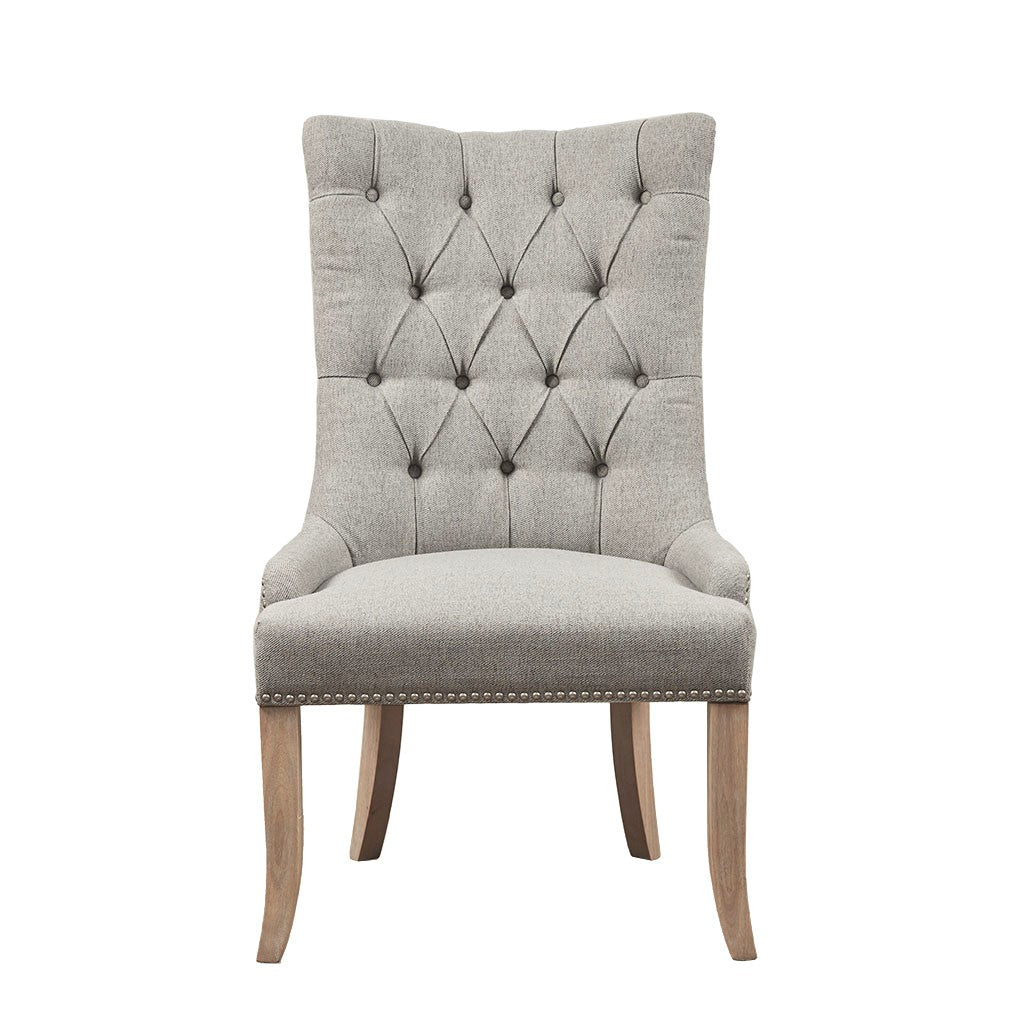 Lucas Light Grey Button Tufted Captain Accent Chair