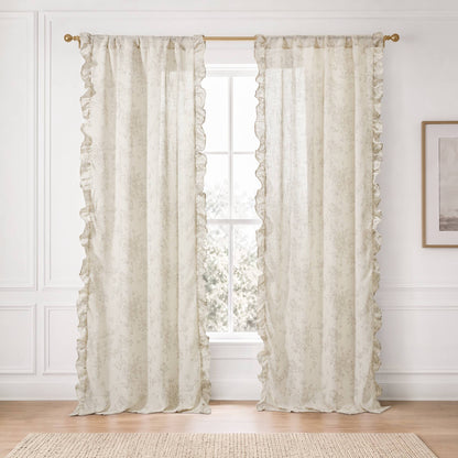 Adele Ruffle Window Panel - Neutral