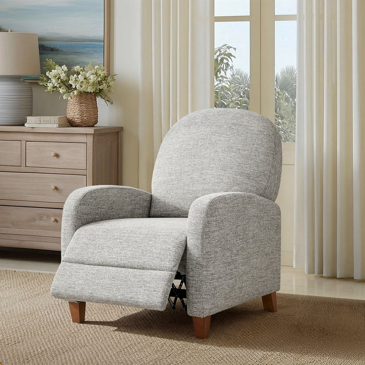 Raylin Upholstered Push Back Recliner - Grey