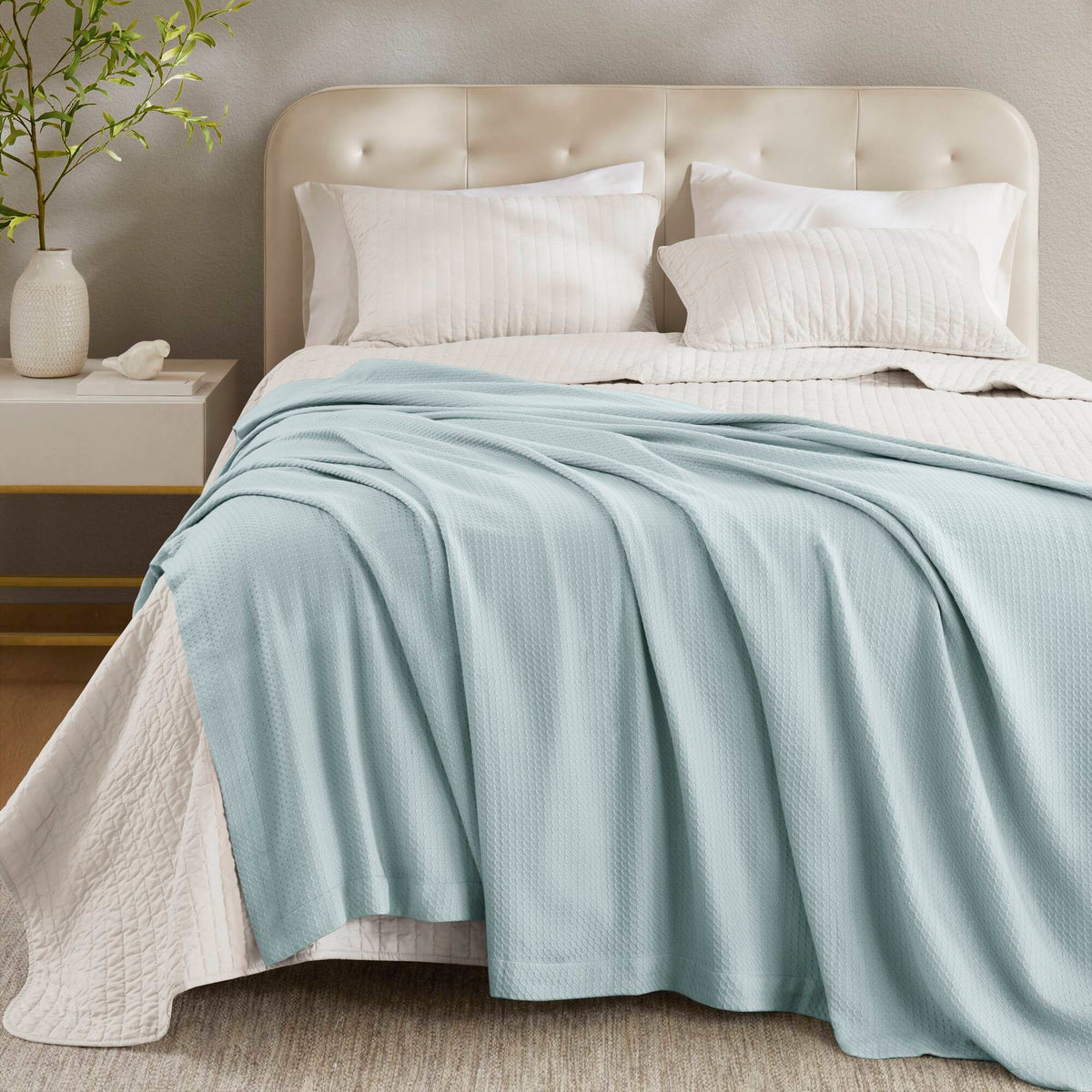 100% Certified Egyptian Cotton Blanket - Light Blue
