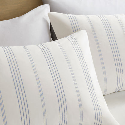 Morgan 6 Piece Cotton Jacquard Oversized Comforter Set - White/Blue