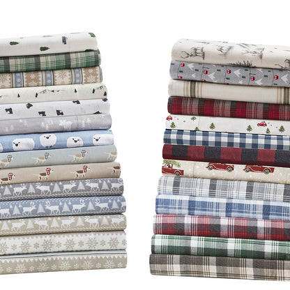 Cotton Flannel Sheet Set - Gray Deer Toile