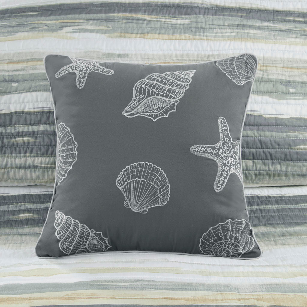 Marina 6 Piece Printed Quilt Set with Throw Pillows - Yellow