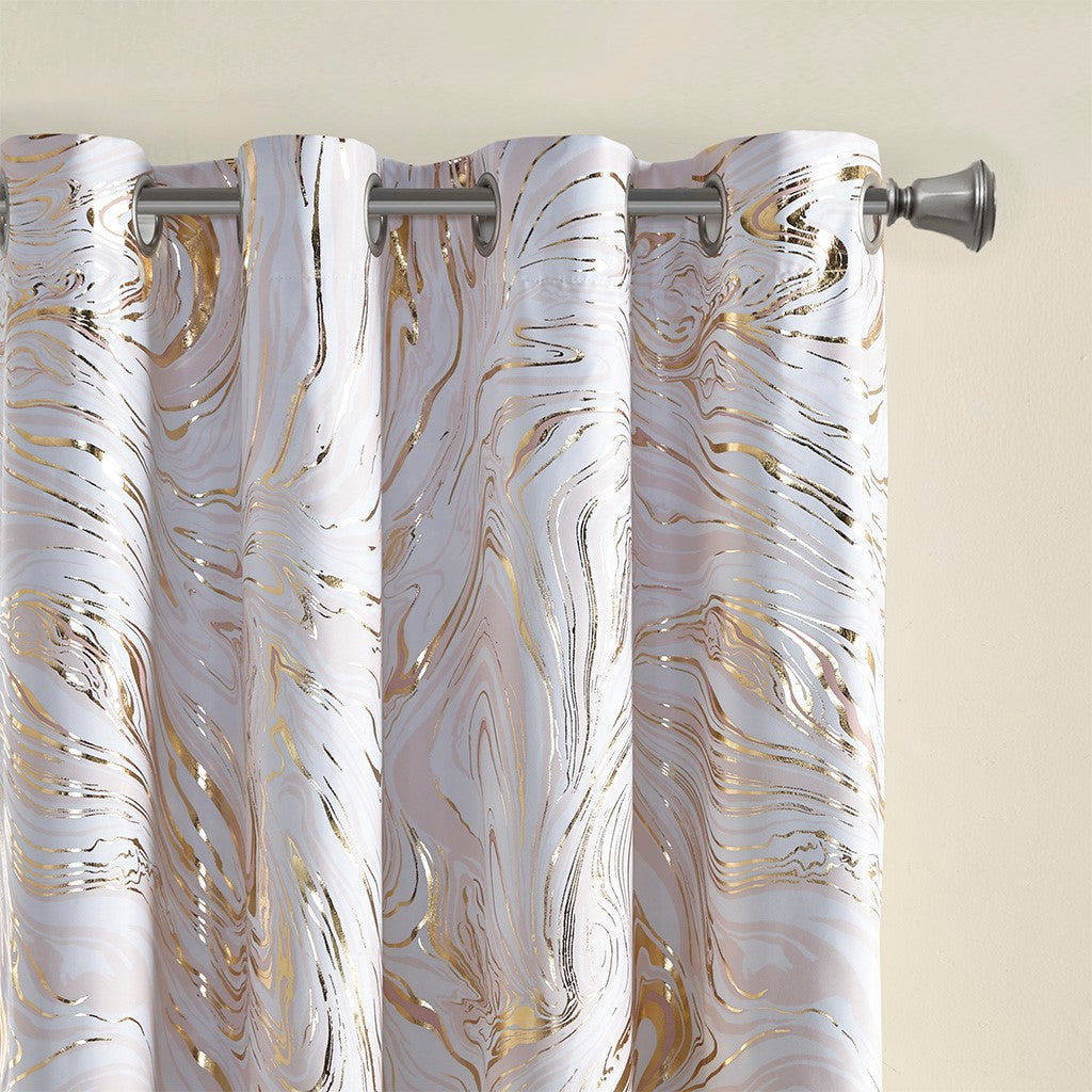 Rebecca Grommet Top Metallic Printed Total Blackout Curtain