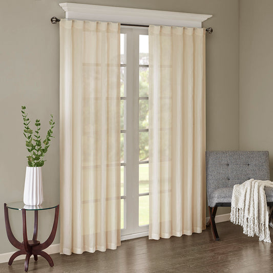 Harper Solid Crushed Curtain Panel Pair - Cream