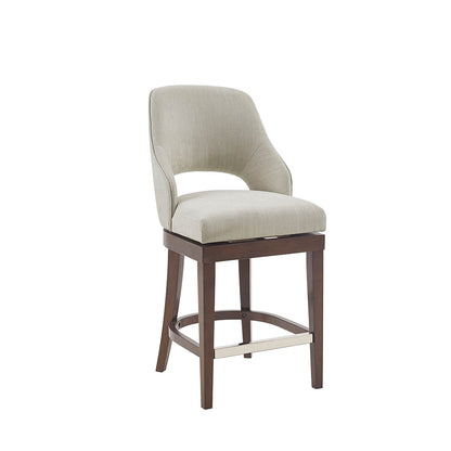 Jillian Upholstered Counter Stool with Cutout Back Design and Swivel Seat - Cream