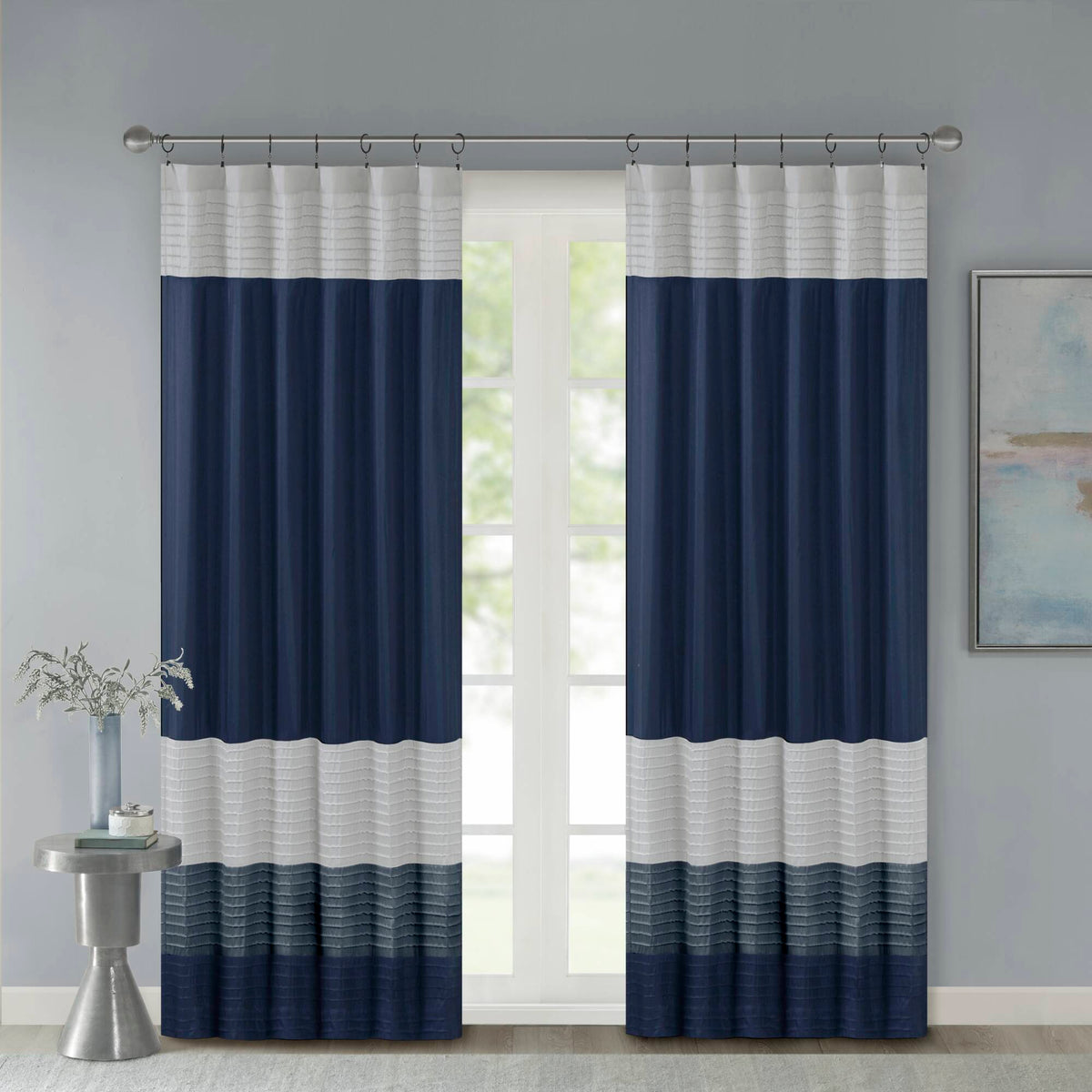 Amherst Polyoni Pintuck Curtain Panel - Navy