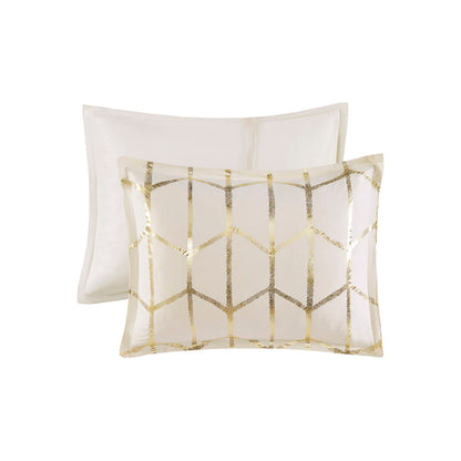 Raina Metallic Printed Comforter Set - Ivory/Gold