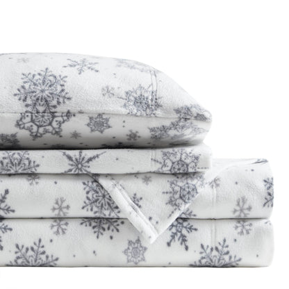 Micro Fleece Sheet Set - Grey Snowflake