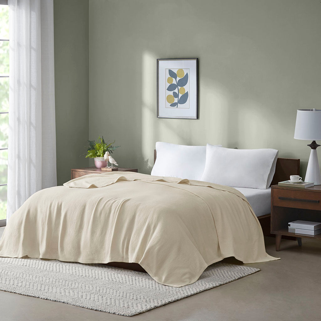 Freshspun Basketweave Cotton Blanket - Natural