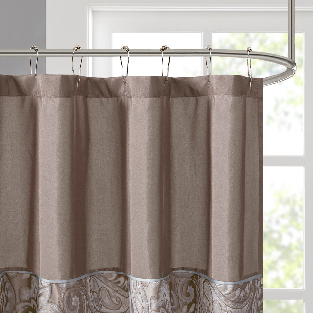 Aubrey Jacquard Shower Curtain - Blue/Brown