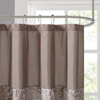Aubrey Jacquard Shower Curtain - Blue/Brown