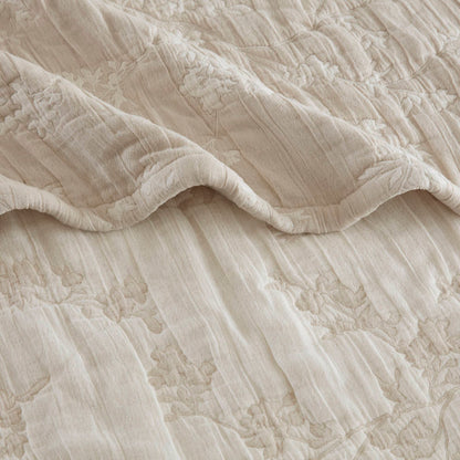 Catalina Botanical Cotton Jacquard Throw - Linen