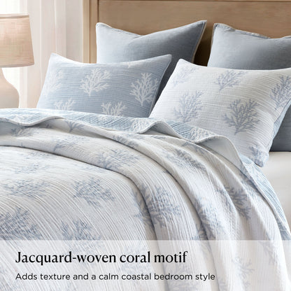 Mia Coral 3 Piece Quilt Mini Set - Blue