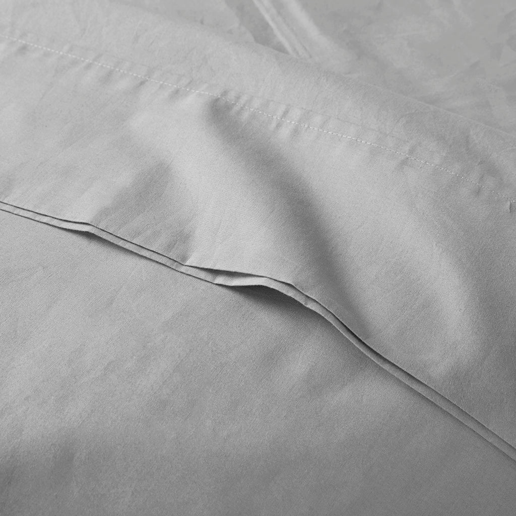 200 Thread Count Relaxed Cotton Percale Sheet Set - Grey