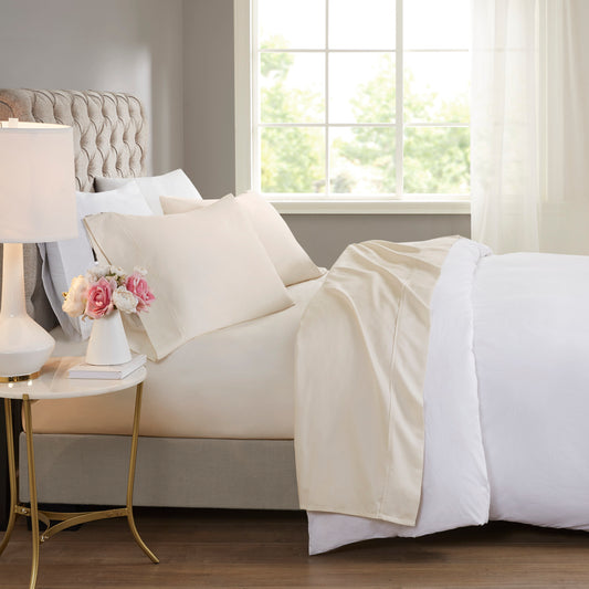 600 Thread Count Cooling Cotton Blend 4 PC Sheet Set - Ivory