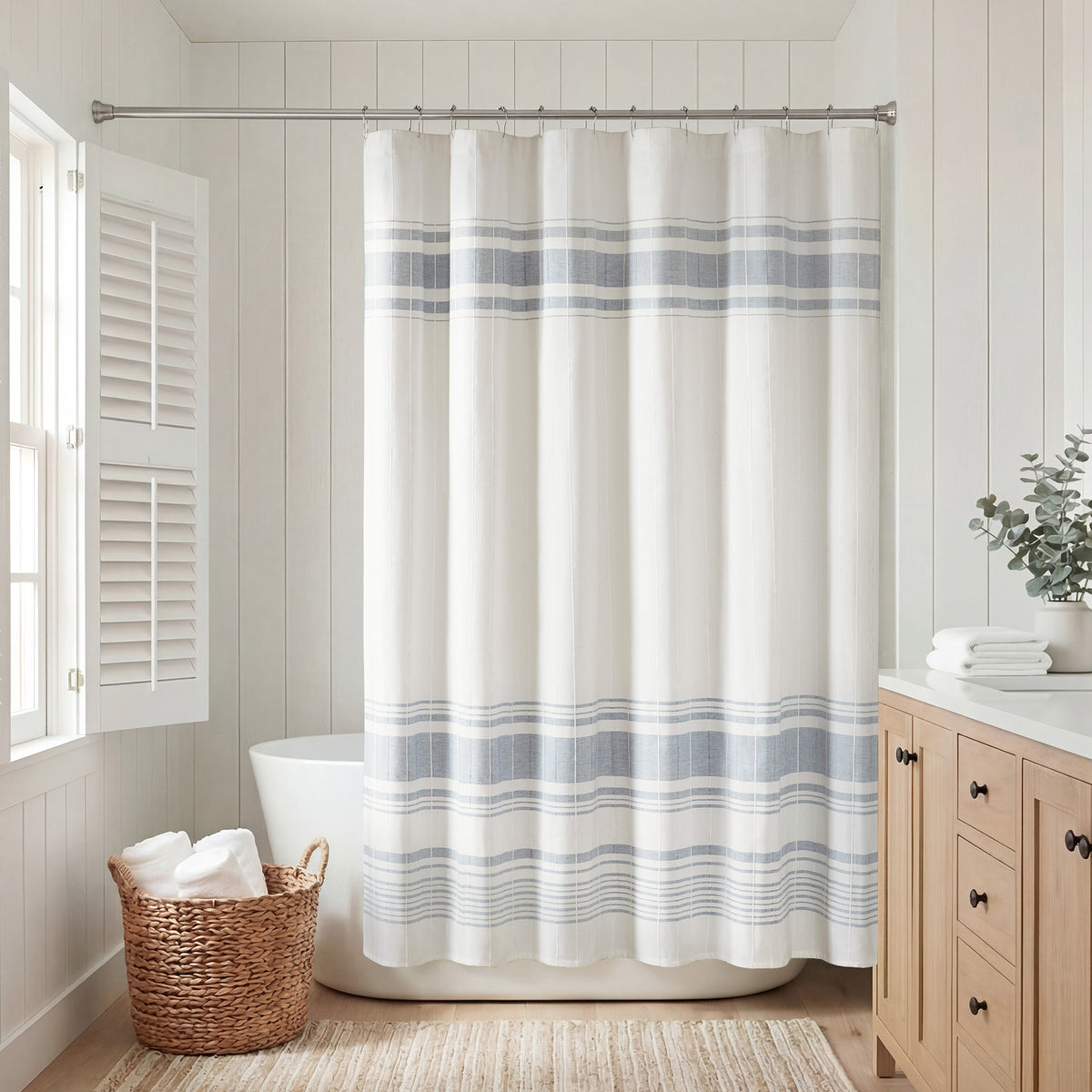 Morgan Shower Curtain - White/Blue