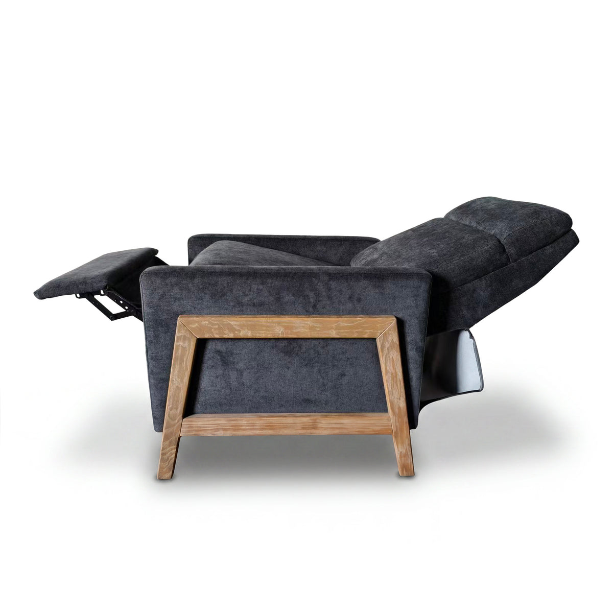 Luna Recliner With Wood Frame - Grey