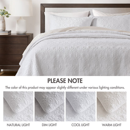 Quebec Reversible Quilt Set - White