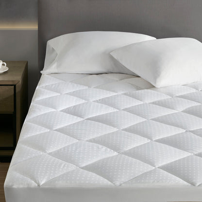 Signature Dobby Cotton Waterproof Mattress Pad - White