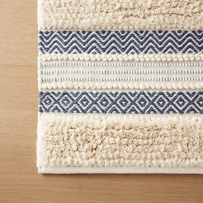 Asher Woven Texture Stripe Bath Rug - Navy