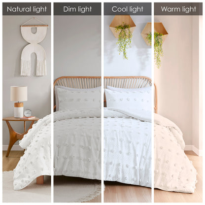 Lucy Clip Jacquard Comforter Set - Ivory