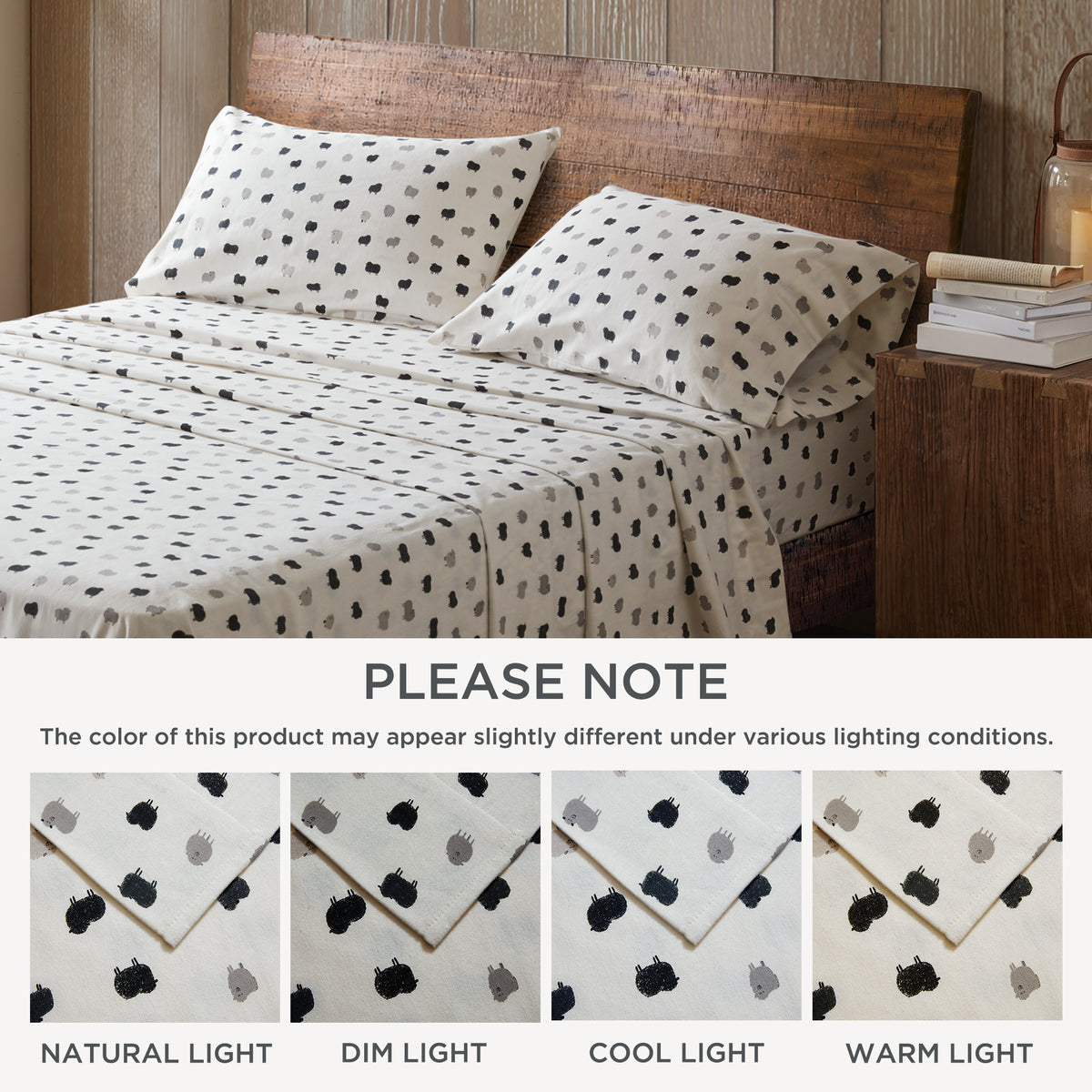Cotton Flannel Sheet Set - Black Sheep