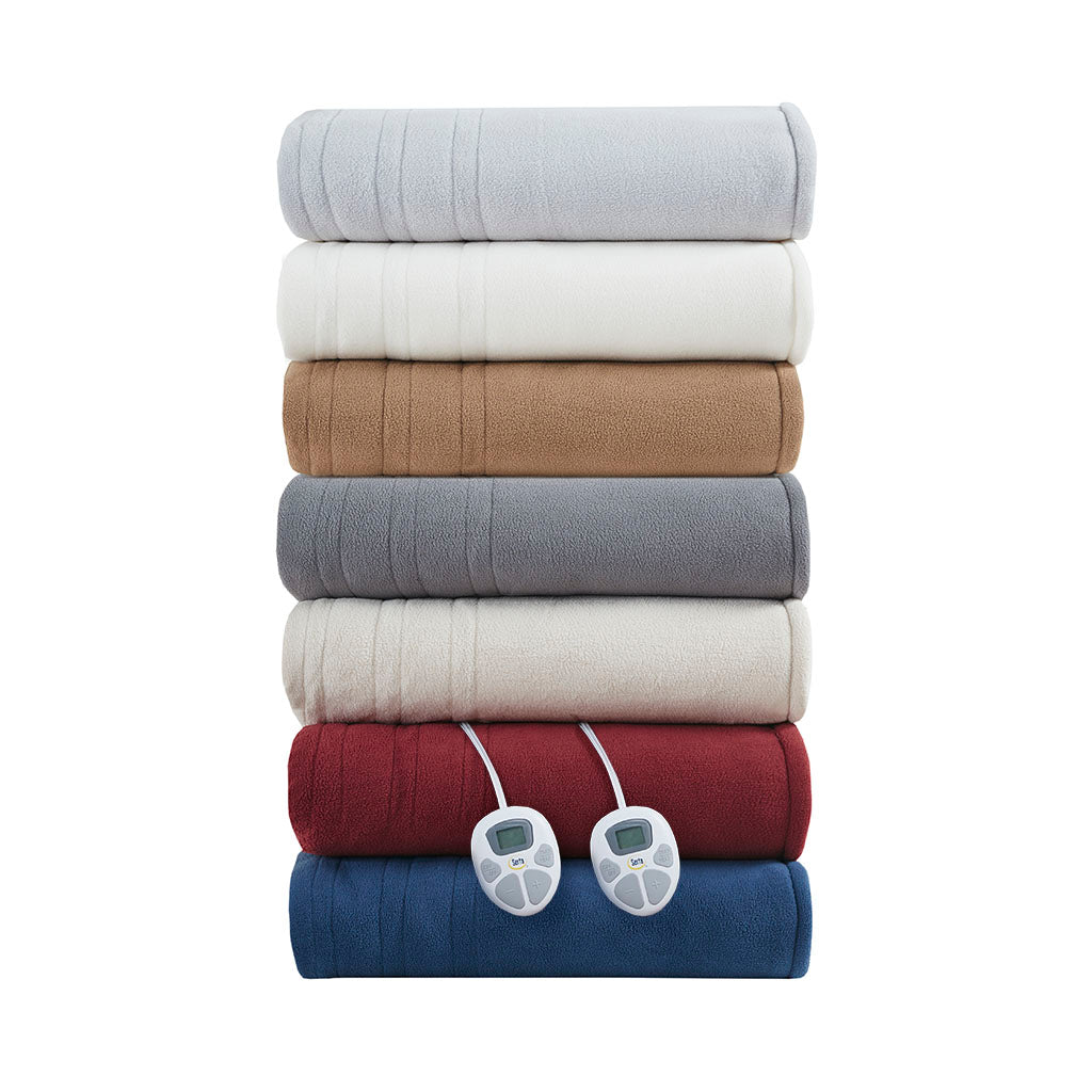 Fleece to Sherpa Heated Blanket - Tan