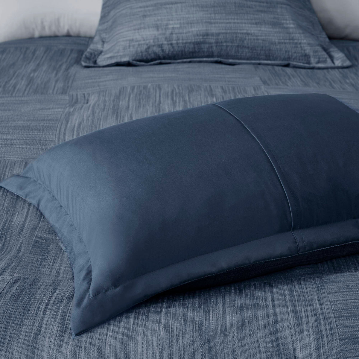Walter 7 Piece Printed Seersucker Comforter Set - Navy