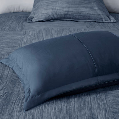 Walter 7 Piece Printed Seersucker Comforter Set - Navy