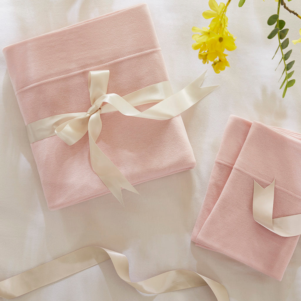 Cotton Blend Jersey Knit All Season Sheet Set - Blush