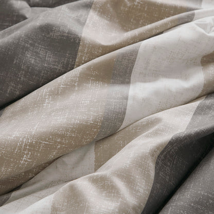 Jaxon Stripe Comforter Set with Bed Sheets - Taupe/Grey