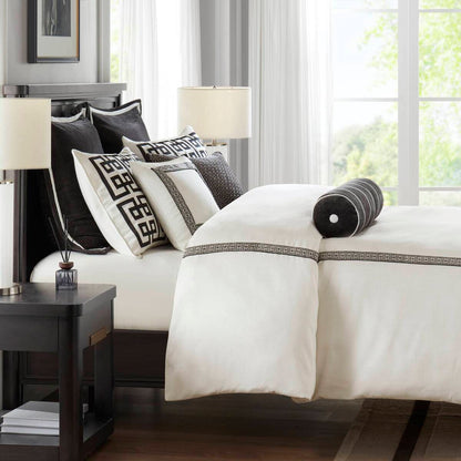 Jarvis Embroidery Oversized Duvet Style Comforter Set - Black/White