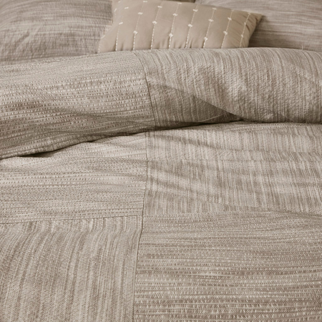 Walter 7 Piece Printed Seersucker Comforter Set - Taupe