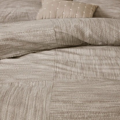 Walter 7 Piece Printed Seersucker Comforter Set - Taupe