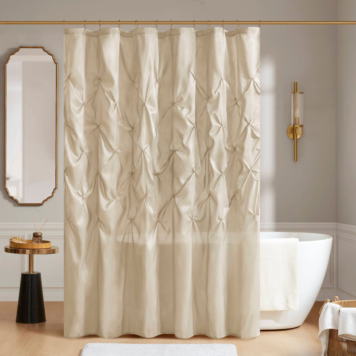 Laurel Tufted Semi-Sheer Shower Curtain - Ivory