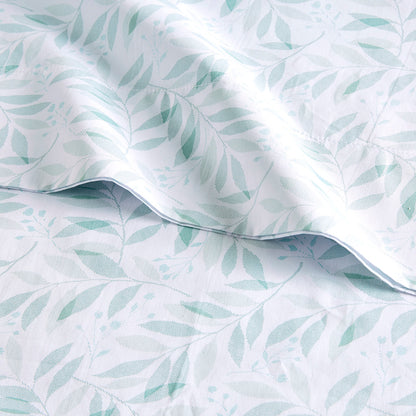 200 Thread Count Printed Cotton Sheet Set - Green Leaves