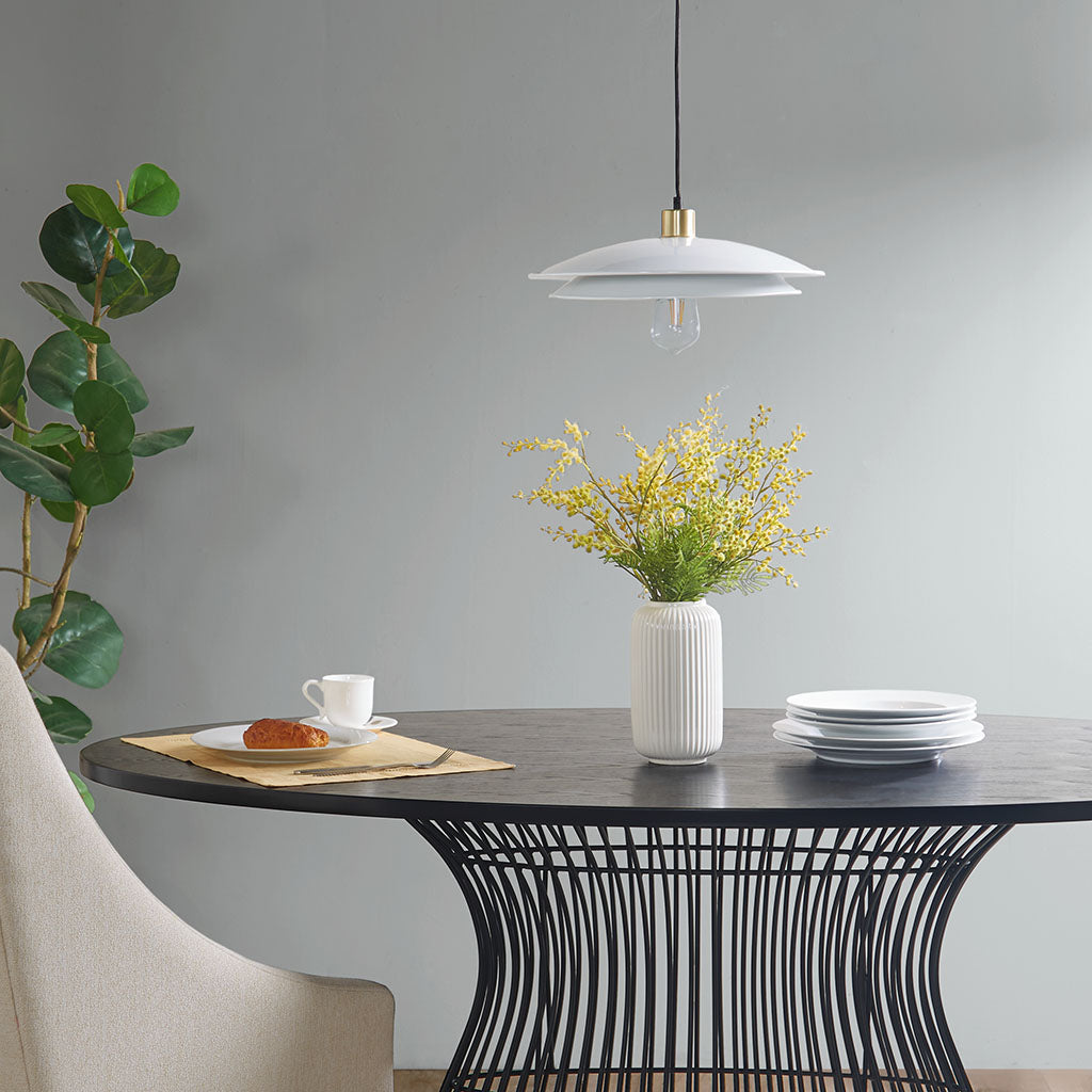 Saben 2-Tier Layered Shade Pendant - Gold/White