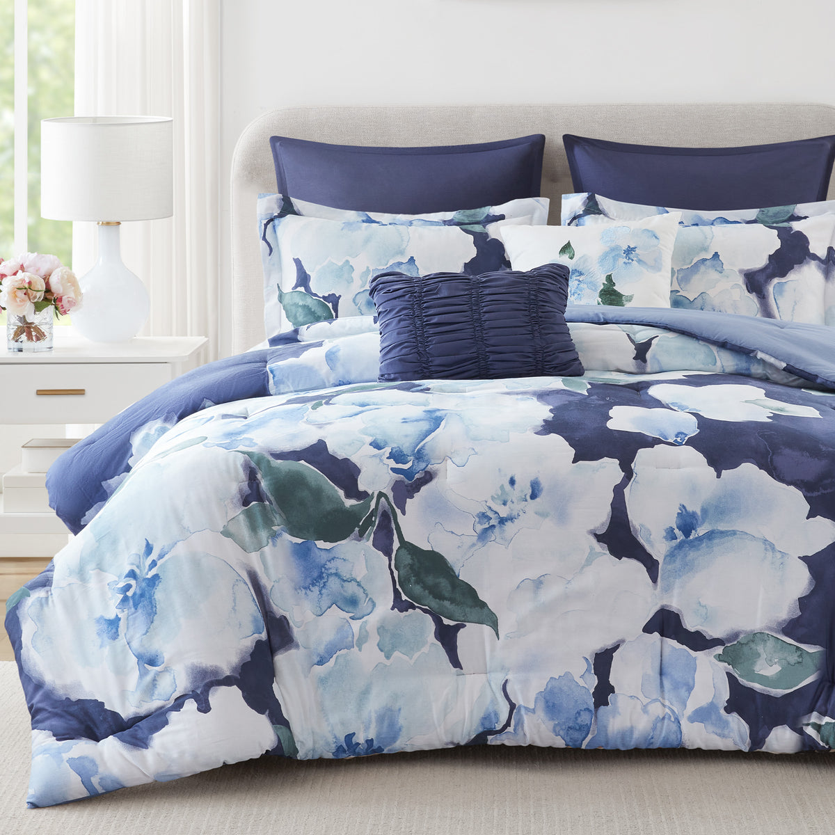 Shanti 7pcs Printed Comforter set - Blue