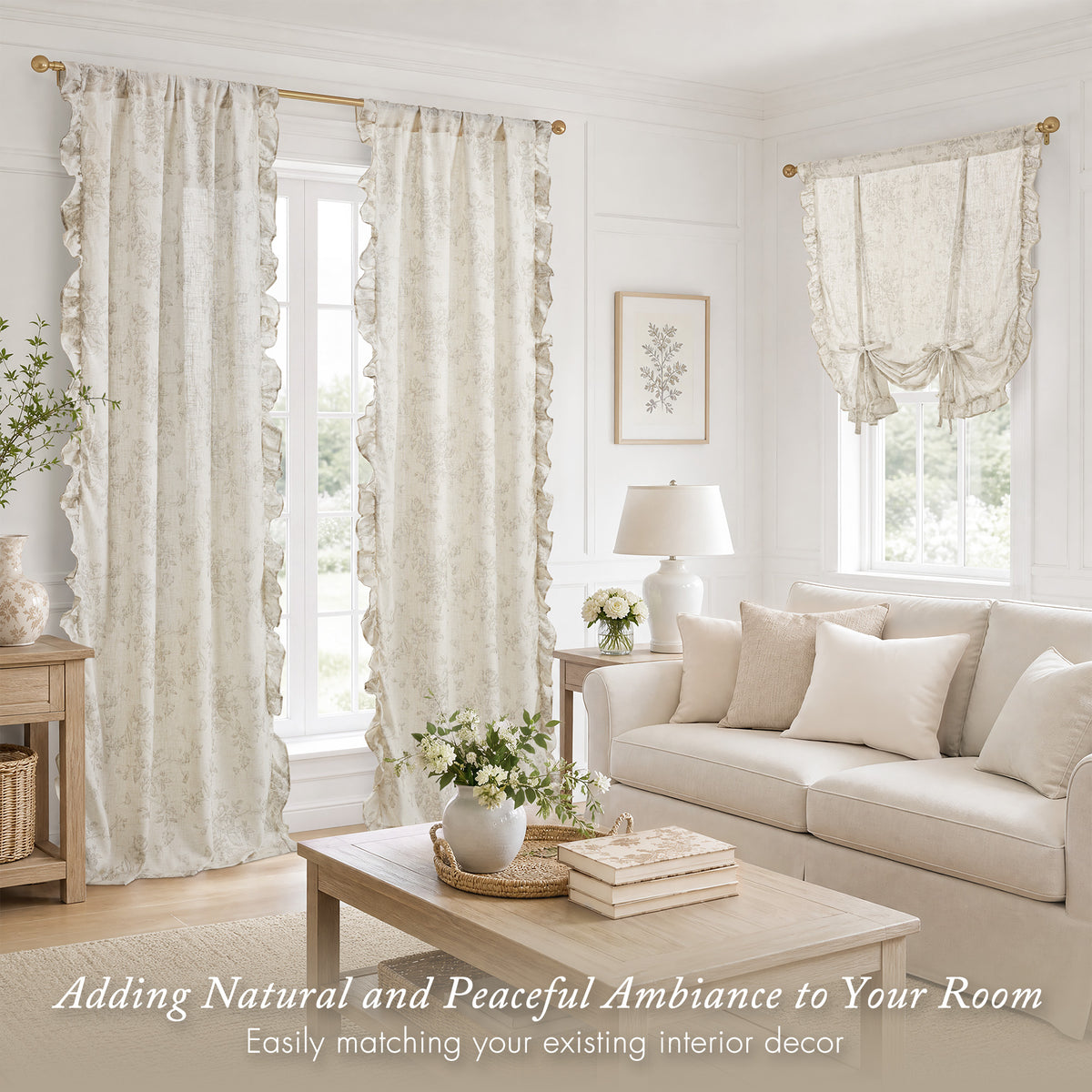 Adele Ruffle Window Panel - Neutral