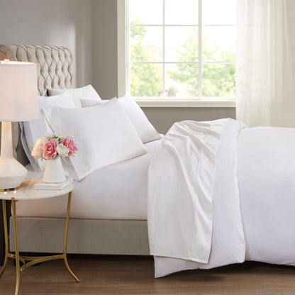 600 Thread Count Cooling Cotton Blend 4 PC Sheet Set - White