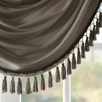 Elena Faux Silk Waterfall Embellished Valance - Pewter