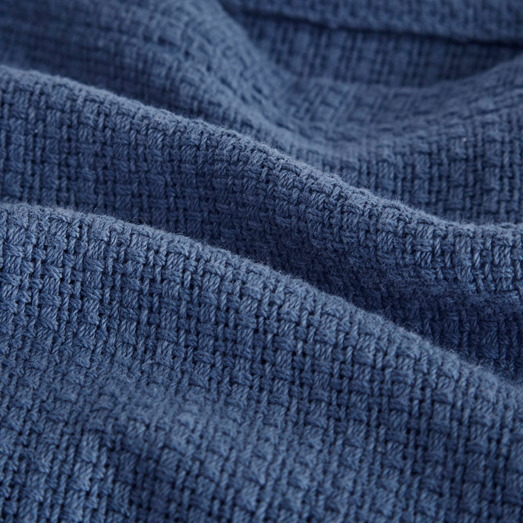 Freshspun Basketweave Cotton Blanket - Navy