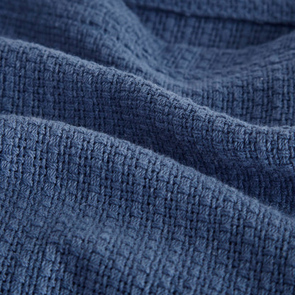 Freshspun Basketweave Cotton Blanket - Navy