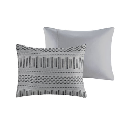Rhea Cotton Jacquard Comforter Mini Set - Grey/Black