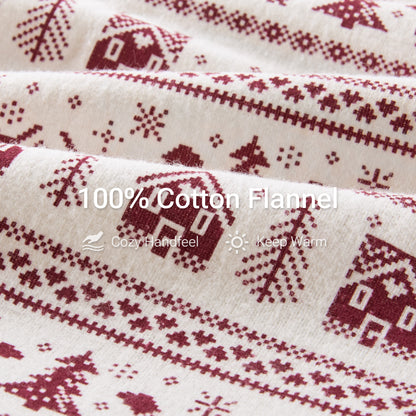 Cozy Cotton Flannel Printed Sheet Set - Dog Fair Isle