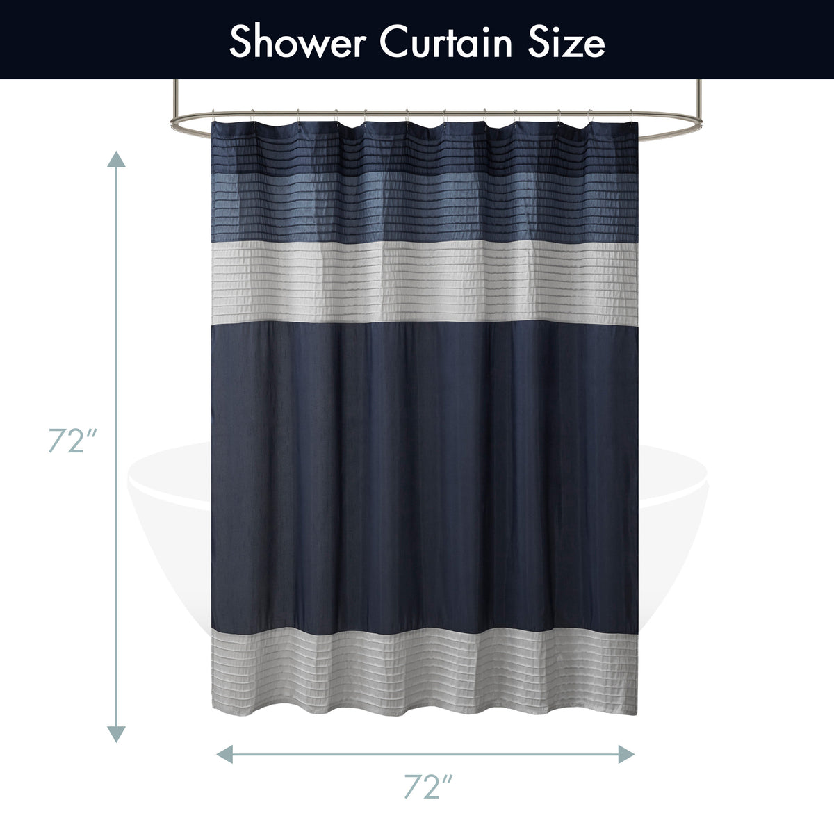 Amherst Faux Silk Shower Curtain - Navy