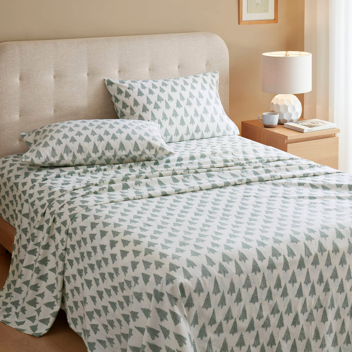 Cozy Cotton Flannel Printed Sheet Set - Ikat tree