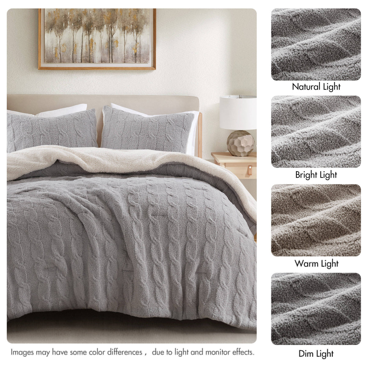Riordan Waffle Knit Chenille Comforter Set - Gray