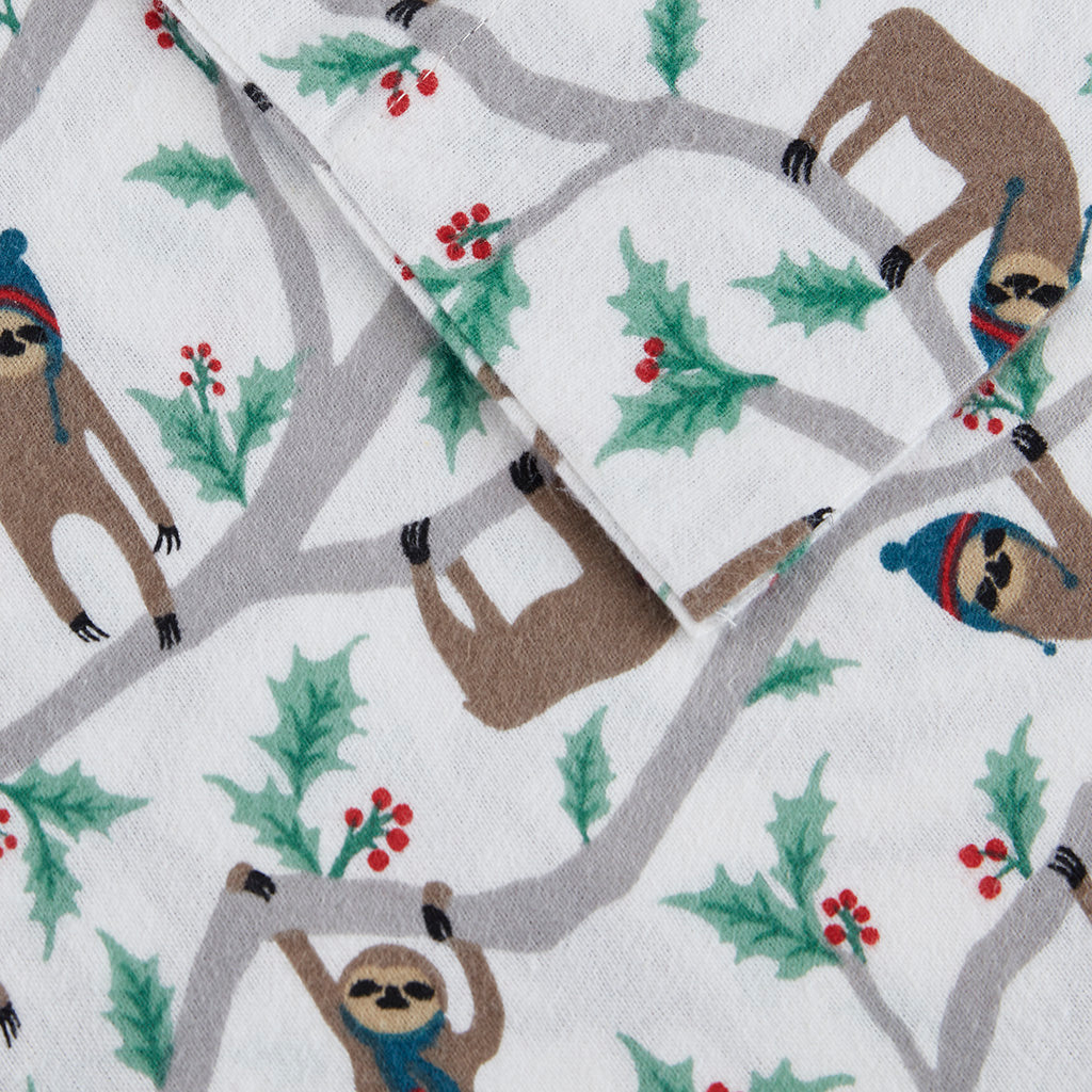 Cozy Cotton Flannel Printed Sheet Set - Multi Sloth